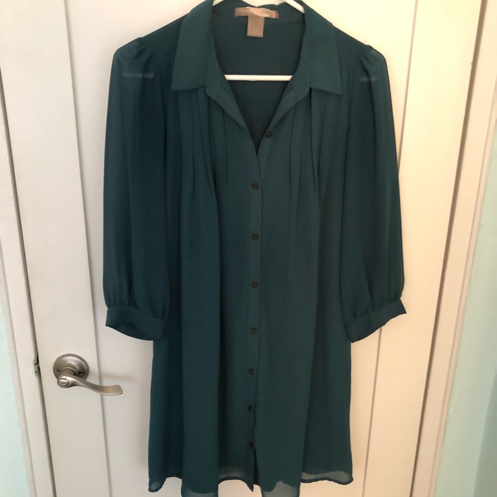 Love21 green button-front dress